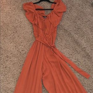 Rust colored wide leg jumpsuit